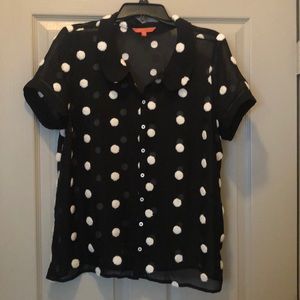 ModCloth top with textured polka dots